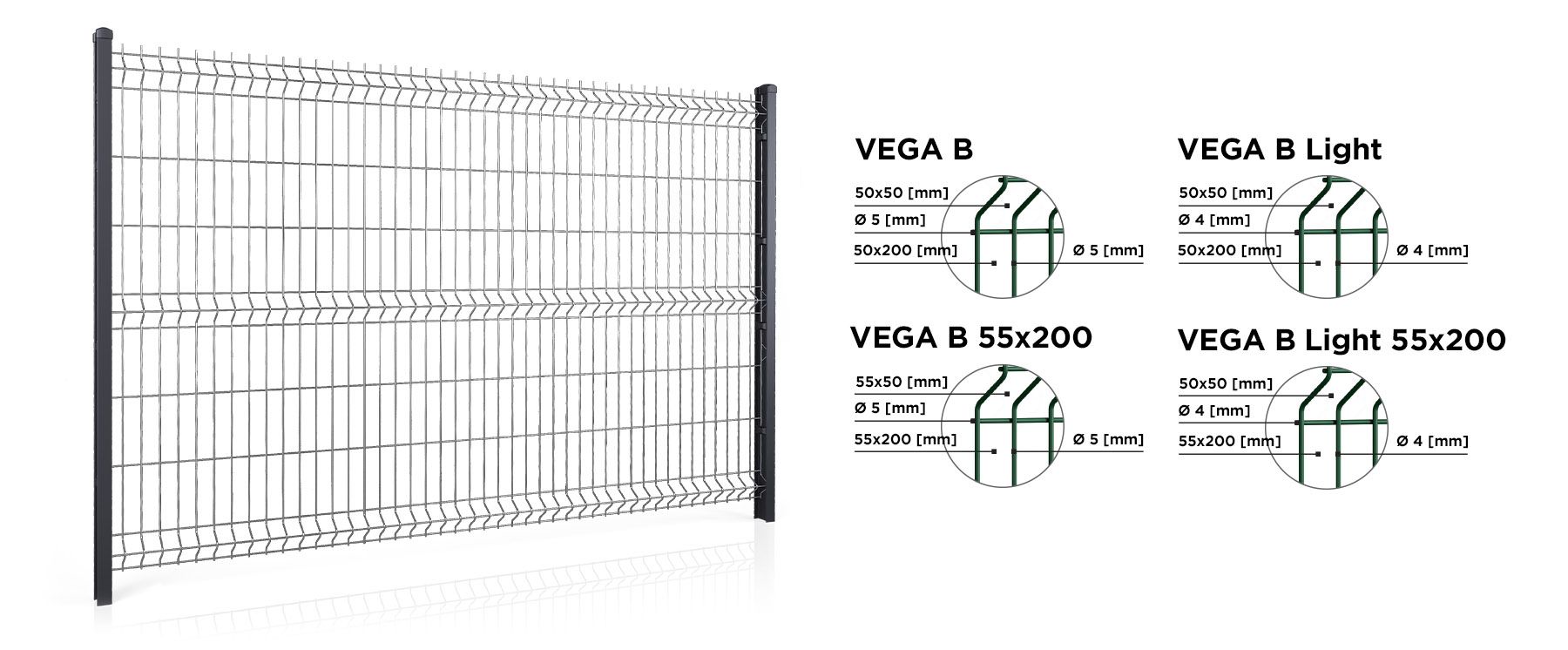 VEGA B, VEGA B Light, VEGA B 55x200 e VEGA B Light 55x200